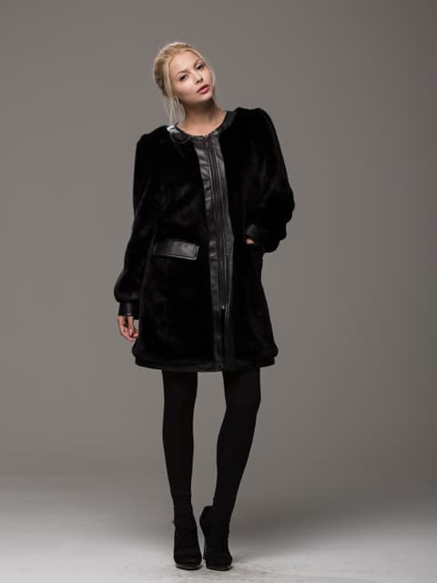 Shirring Faux Fur Coat_FF5O004
